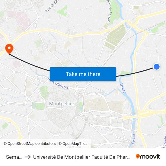 Semard to Université De Montpellier Faculté De Pharmacie map