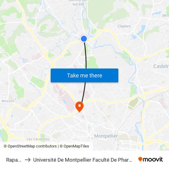 Rapatel to Université De Montpellier Faculté De Pharmacie map