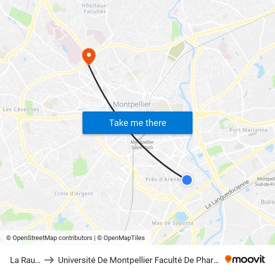 La Rauze to Université De Montpellier Faculté De Pharmacie map