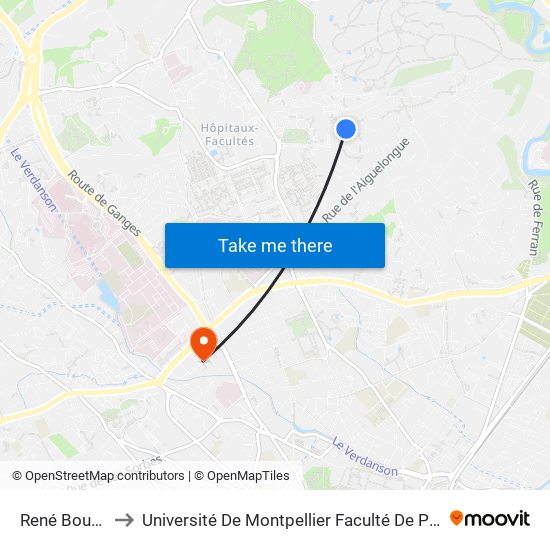 René Bougnol to Université De Montpellier Faculté De Pharmacie map