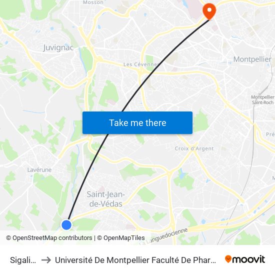 Sigaliès to Université De Montpellier Faculté De Pharmacie map