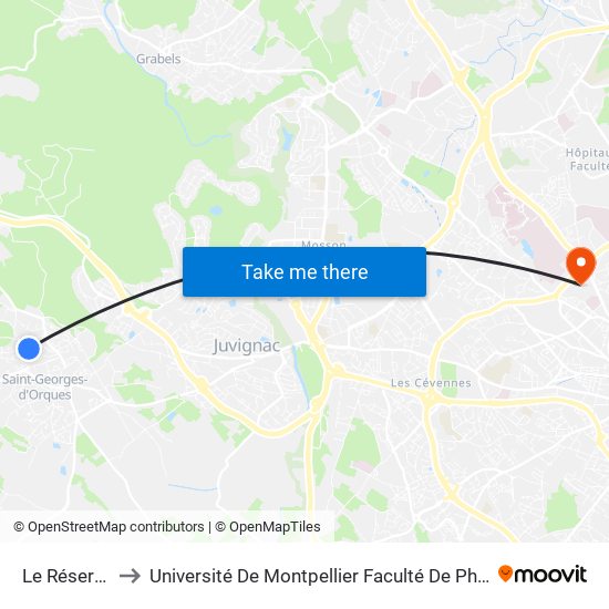 Le Réservoir to Université De Montpellier Faculté De Pharmacie map