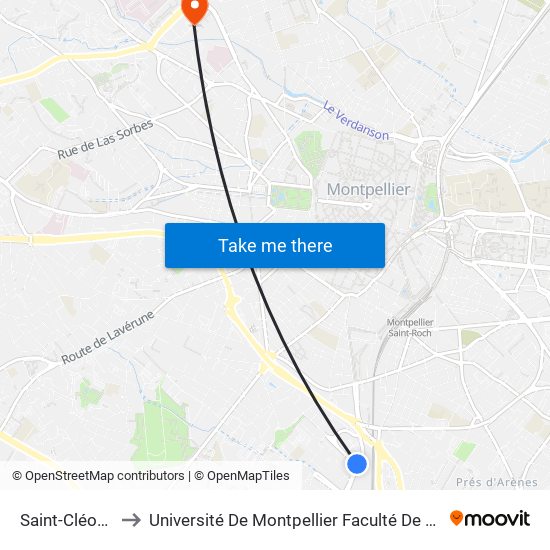 Saint-Cléophas to Université De Montpellier Faculté De Pharmacie map