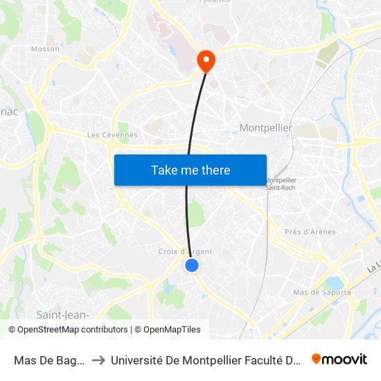 Mas De Bagnères to Université De Montpellier Faculté De Pharmacie map