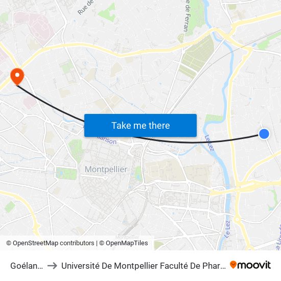 Goélands to Université De Montpellier Faculté De Pharmacie map