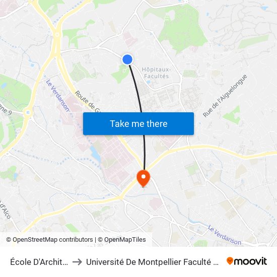 École D'Architecture to Université De Montpellier Faculté De Pharmacie map