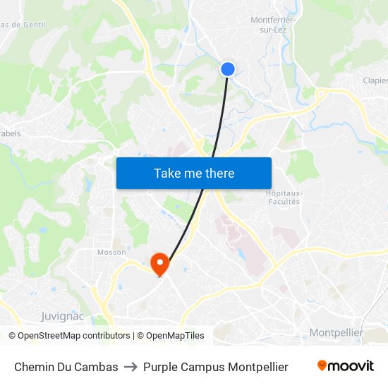 Chemin Du Cambas to Purple Campus Montpellier map