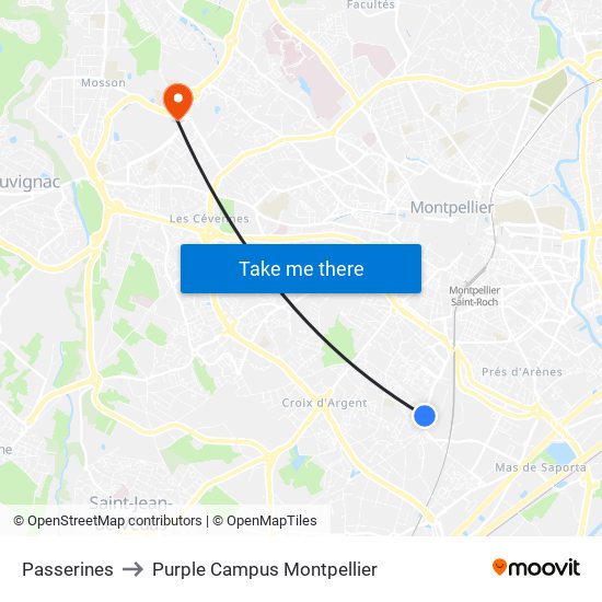 Passerines to Purple Campus Montpellier map