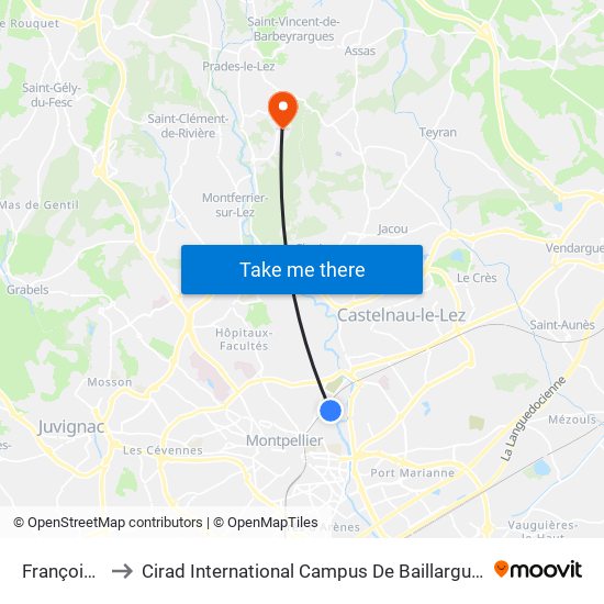 Françoise to Cirad International Campus De Baillarguet map