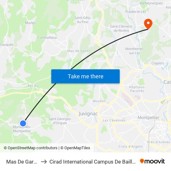 Mas De Garenc to Cirad International Campus De Baillarguet map