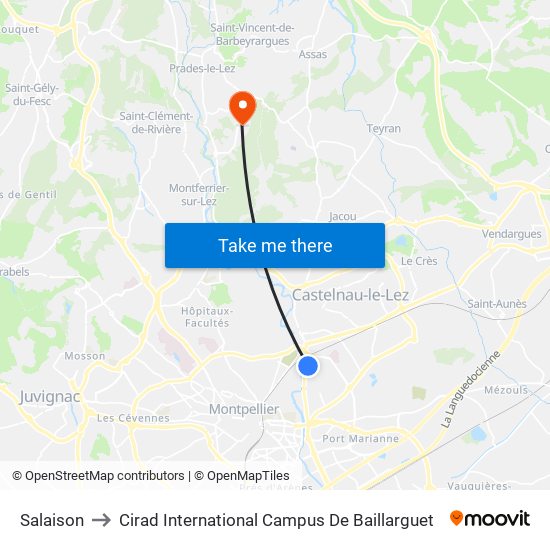 Salaison to Cirad International Campus De Baillarguet map