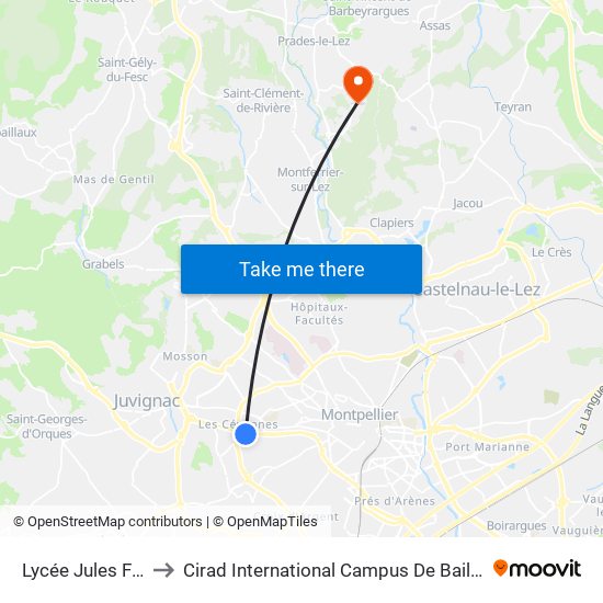 Lycée Jules Ferry to Cirad International Campus De Baillarguet map