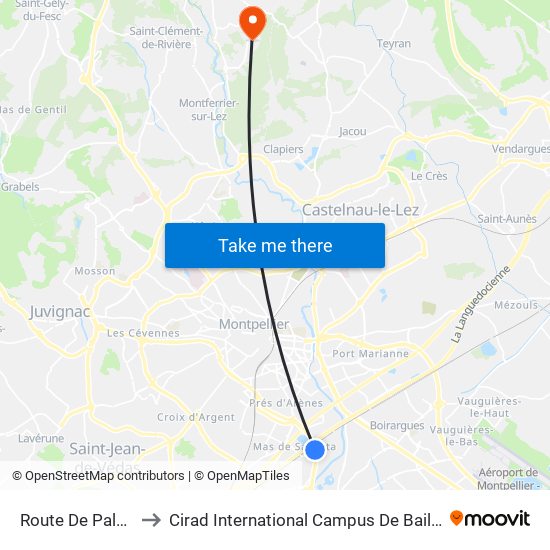 Route De Palavas to Cirad International Campus De Baillarguet map