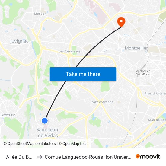 Allée Du Bois to Comue Languedoc-Roussillon Universités map