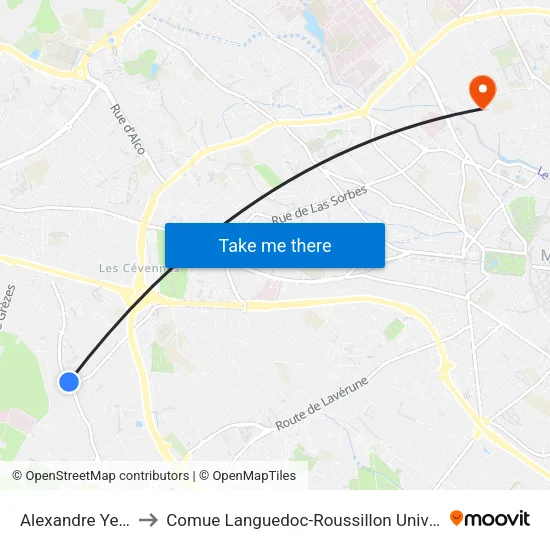 Alexandre Yersin to Comue Languedoc-Roussillon Universités map
