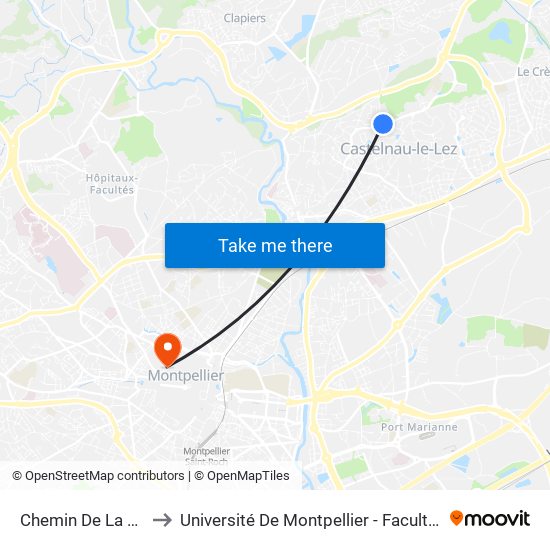 Chemin De La Monnaie to Université De Montpellier - Faculté De Médecine map