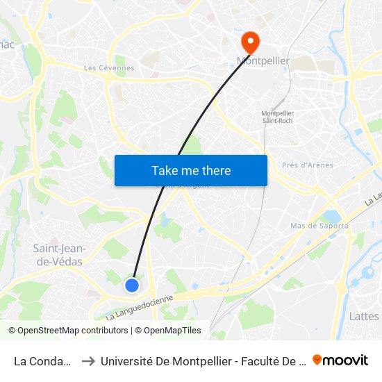 La Condamine to Université De Montpellier - Faculté De Médecine map