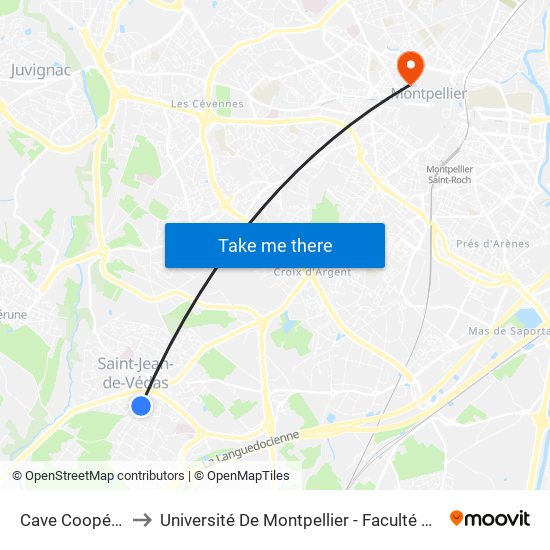 Cave Coopérative to Université De Montpellier - Faculté De Médecine map