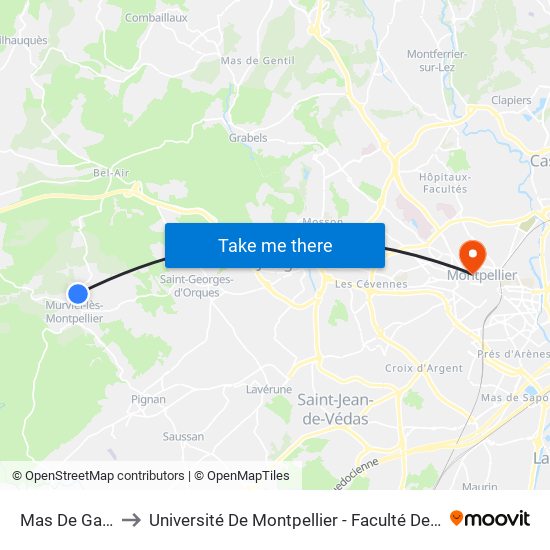 Mas De Garenc to Université De Montpellier - Faculté De Médecine map