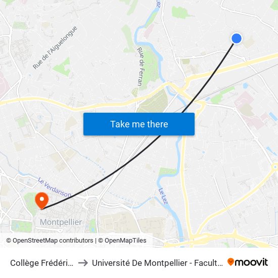 Collège Frédéric Bazille to Université De Montpellier - Faculté De Médecine map