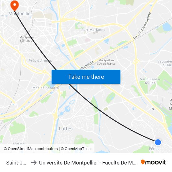 Saint-Jean to Université De Montpellier - Faculté De Médecine map