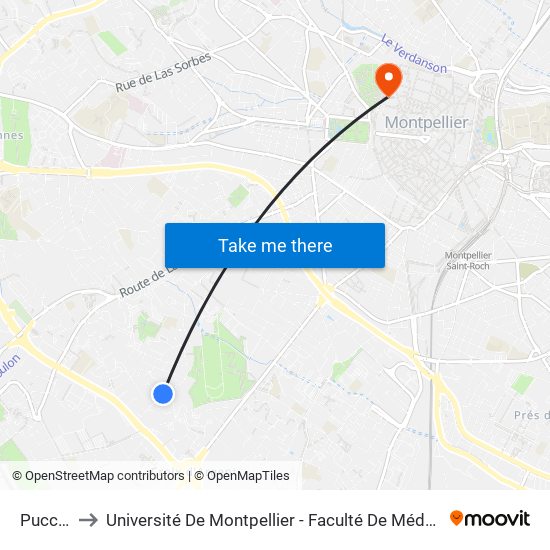 Puccini to Université De Montpellier - Faculté De Médecine map