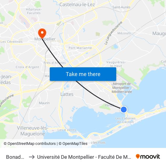 Bonadona to Université De Montpellier - Faculté De Médecine map