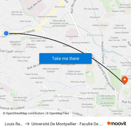 Louis Ravaz to Université De Montpellier - Faculté De Médecine map