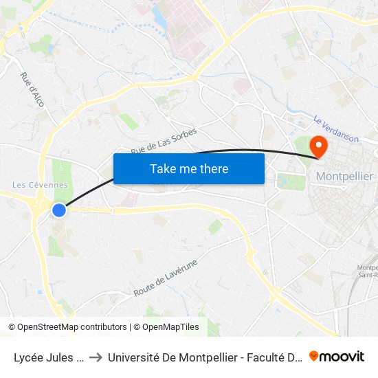 Lycée Jules Ferry to Université De Montpellier - Faculté De Médecine map