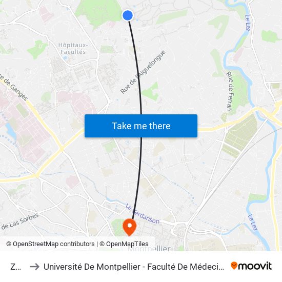 Zoo to Université De Montpellier - Faculté De Médecine map