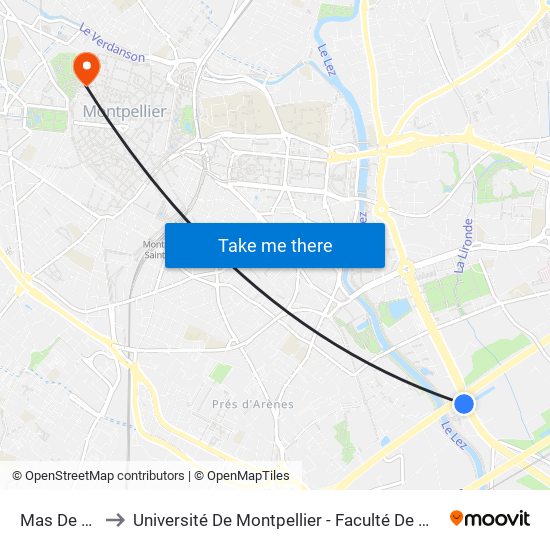 Mas De Gau to Université De Montpellier - Faculté De Médecine map