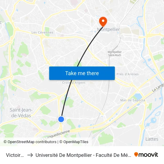 Victoire 2 to Université De Montpellier - Faculté De Médecine map