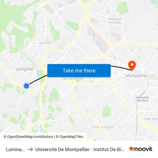 Luminaire to Université De Montpellier - Institut De Biologie map