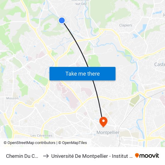 Chemin Du Cambas to Université De Montpellier - Institut De Biologie map