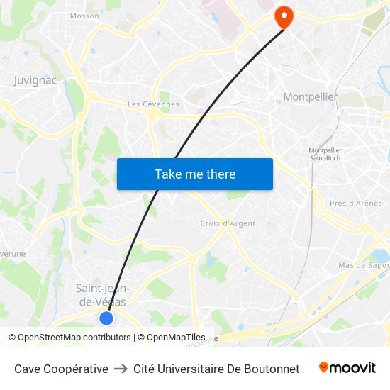 Cave Coopérative to Cité Universitaire De Boutonnet map