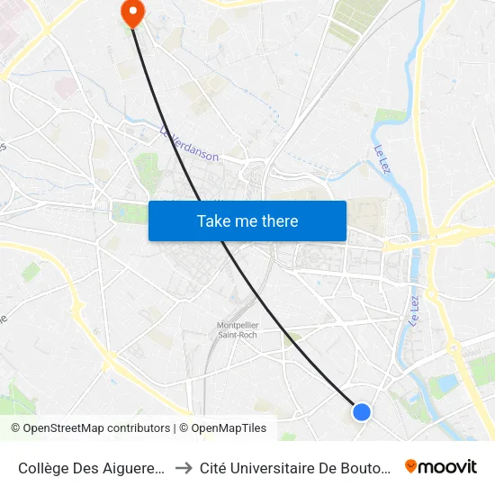 Collège Des Aiguerelles to Cité Universitaire De Boutonnet map