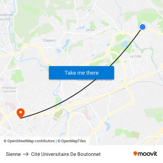 Sienne to Cité Universitaire De Boutonnet map
