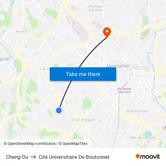 Cheng-Du to Cité Universitaire De Boutonnet map