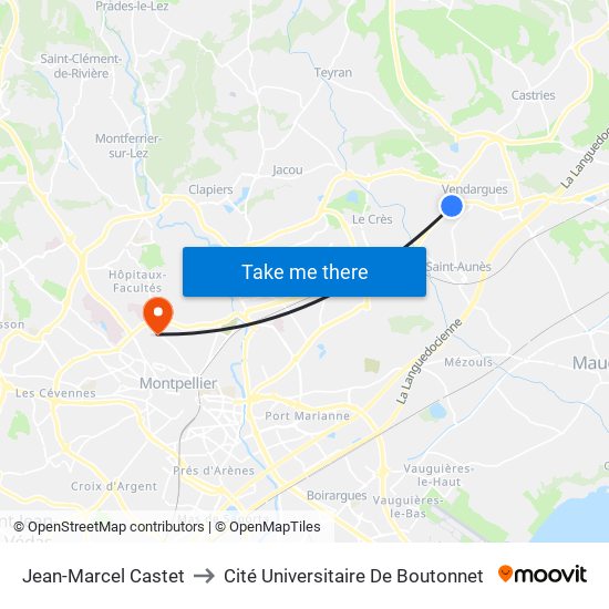 Jean-Marcel Castet to Cité Universitaire De Boutonnet map