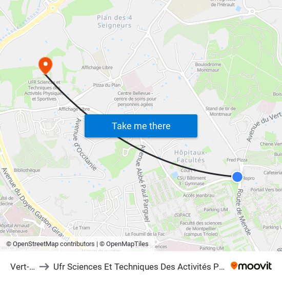 Vert-Bois to Ufr Sciences Et Techniques Des Activités Physiques Et Sportives map