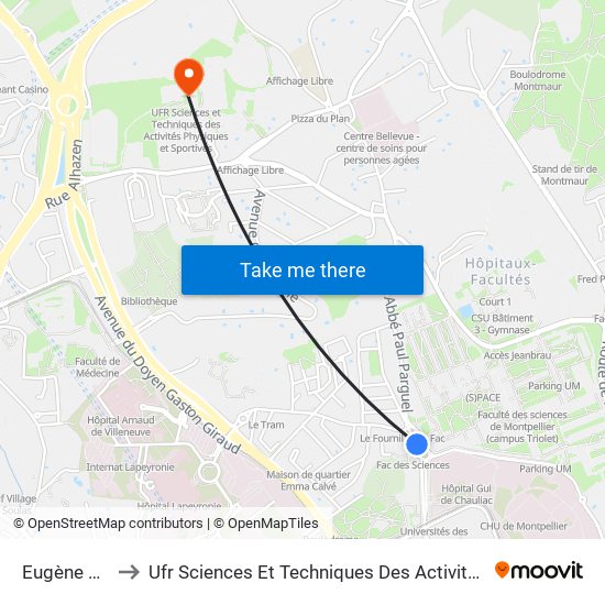Eugène Bataillon to Ufr Sciences Et Techniques Des Activités Physiques Et Sportives map