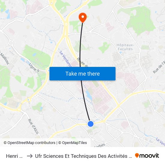 Henri Marès to Ufr Sciences Et Techniques Des Activités Physiques Et Sportives map