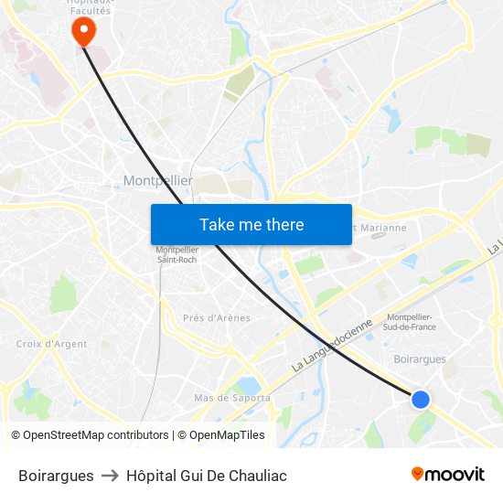 Boirargues to Hôpital Gui De Chauliac map