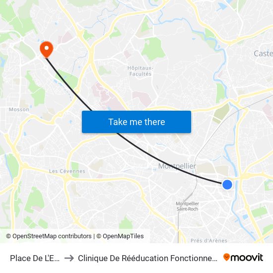 Place De L'Europe to Clinique De Rééducation Fonctionnelle Fontfroide map