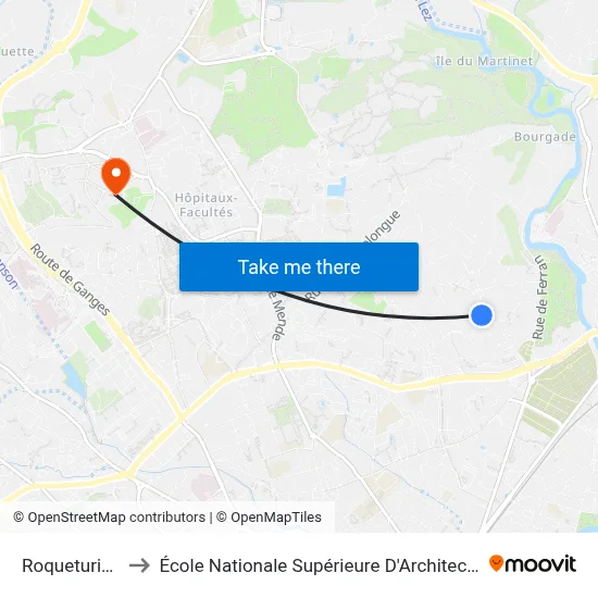 Roqueturière to École Nationale Supérieure D'Architecture map
