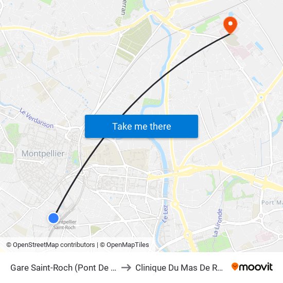 Gare Saint-Roch (Pont De Sète) to Clinique Du Mas De Rochet map