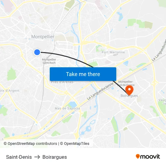 Saint-Denis to Boirargues map