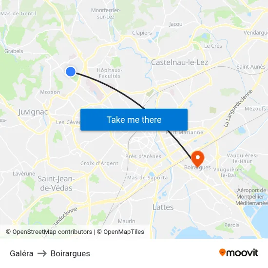 Galéra to Boirargues map