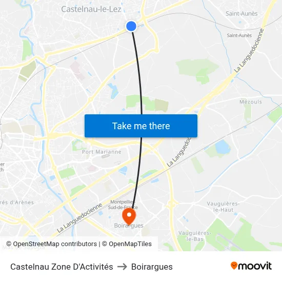 Castelnau Zone D'Activités to Boirargues map