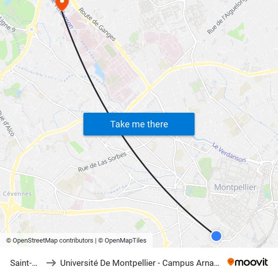 Saint-Denis to Université De Montpellier - Campus Arnaud De Villeneuve map